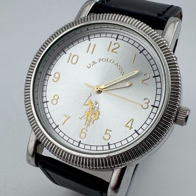 Accutime U.S. Polo Assn. Quartz Watch Men 44mm Silver Japan Analog  New Battery