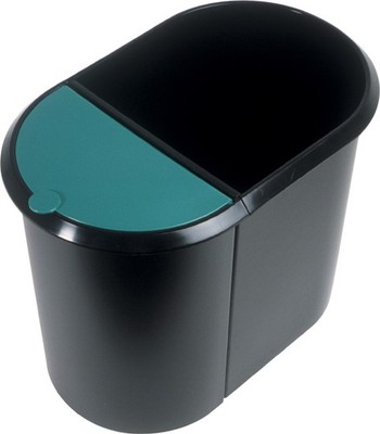 helit Papierkorb Duo System oval PE schwarz/grün