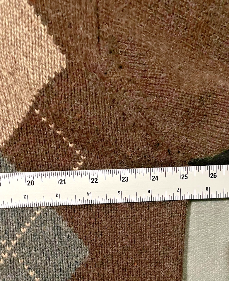 VTG Trader Bay Mens Sweater 2XL Argyle Brown Gray Knit Silk Wool Blend Preppy - Image 3 of 4