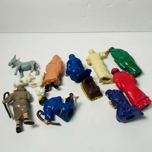 Pioggia Bibbia Grandi Natale Natività Bambini Playset 14 Figurine Plastica 1991 - Foto 8 di 8