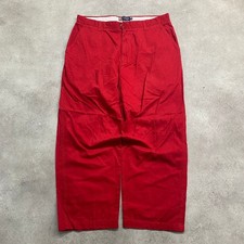 Chaps Chino Trousers Mens 36" Straight Fit Cotton Preppy Pants, Red