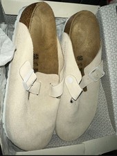 2020 STUSSY x BIRKENSTOCK CORDUROY SUEDE BOSTON CLOG BONE Size 11.5 US