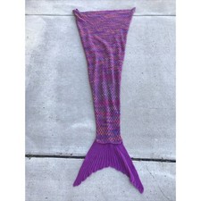 Rainbow Colorful Mermaid Tail Blanket Crocheted Adult Kids Soft Plush Warm Cute 