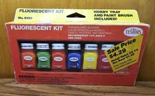 Testor Corp. Fluorescent Paint Kit #9132 - Has  7 Bottles Plus Tray And Brush.