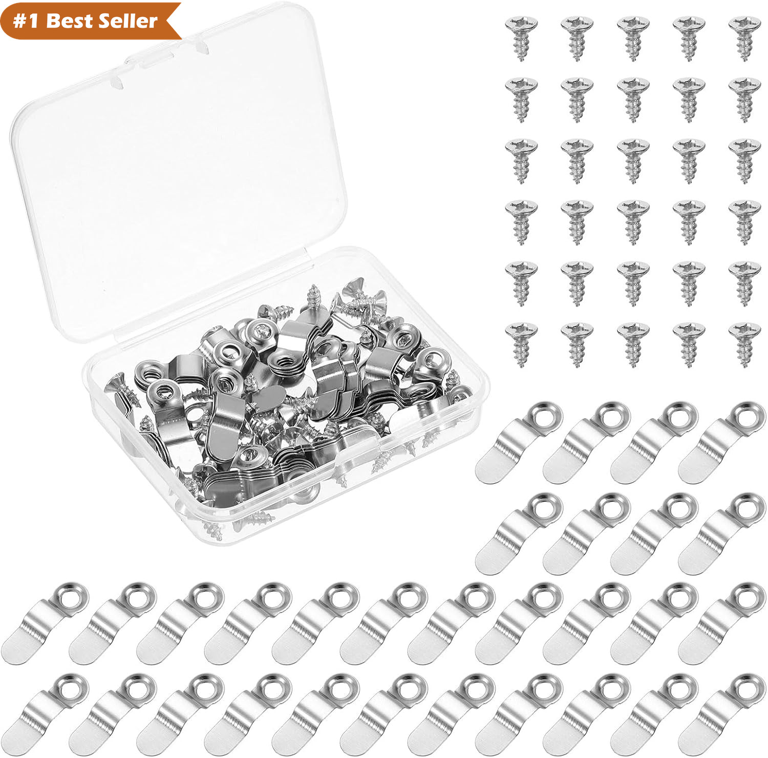 50Pcs Picture Frame Turn Button, Frame Backing Fasteners with 50Pcs Screws, Fram