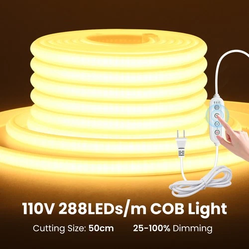 110V COB Neon LED Strip Lights Dimmer Flexible Light Indoor Outdoor Waterproof