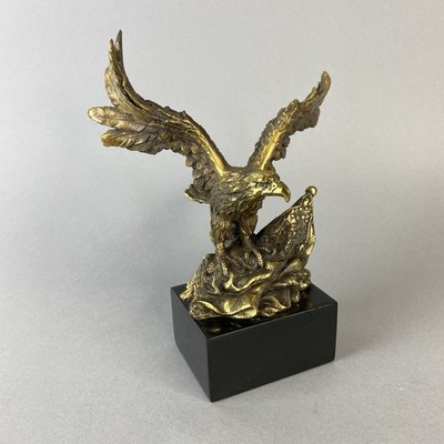 Gold Eagle Statue  American Eagle Sculpture on Marble Base 7.5''