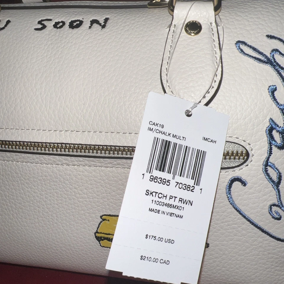 Bolso Cartera Coach Rowan Nuevo con Etiquetas con Estampado de Boceto CAK19 Dorado/Tiza Multi Foto 4 de 4