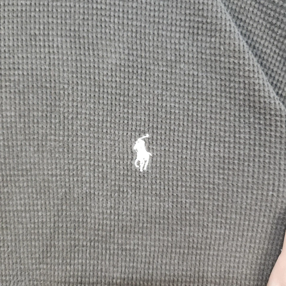 Camisa polo masculina Ralph Lauren de dormir 2XL marrom waffle malha térmica manga longa - Imagem 2 de 4