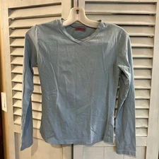 Velvet By Graham & Spencer Aqua Long-Sleeve Lightweight Tee Shirt Top Size S