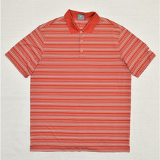 Nike Men's Polo Shirt Short Sleeve Polyester Red Striped Size XL Golf Dri Fit