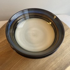 Mikasa Cosmos Pasta/ Soup 8”Bowls Blue Brown Tan Stoneware Set of 3