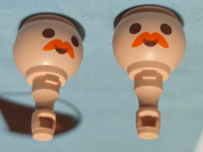PLAYMOBIL X2 MODERN HEADS REDHEAD MUSTACHE MEDIEVAL ROMAN PIRATE MAN 27