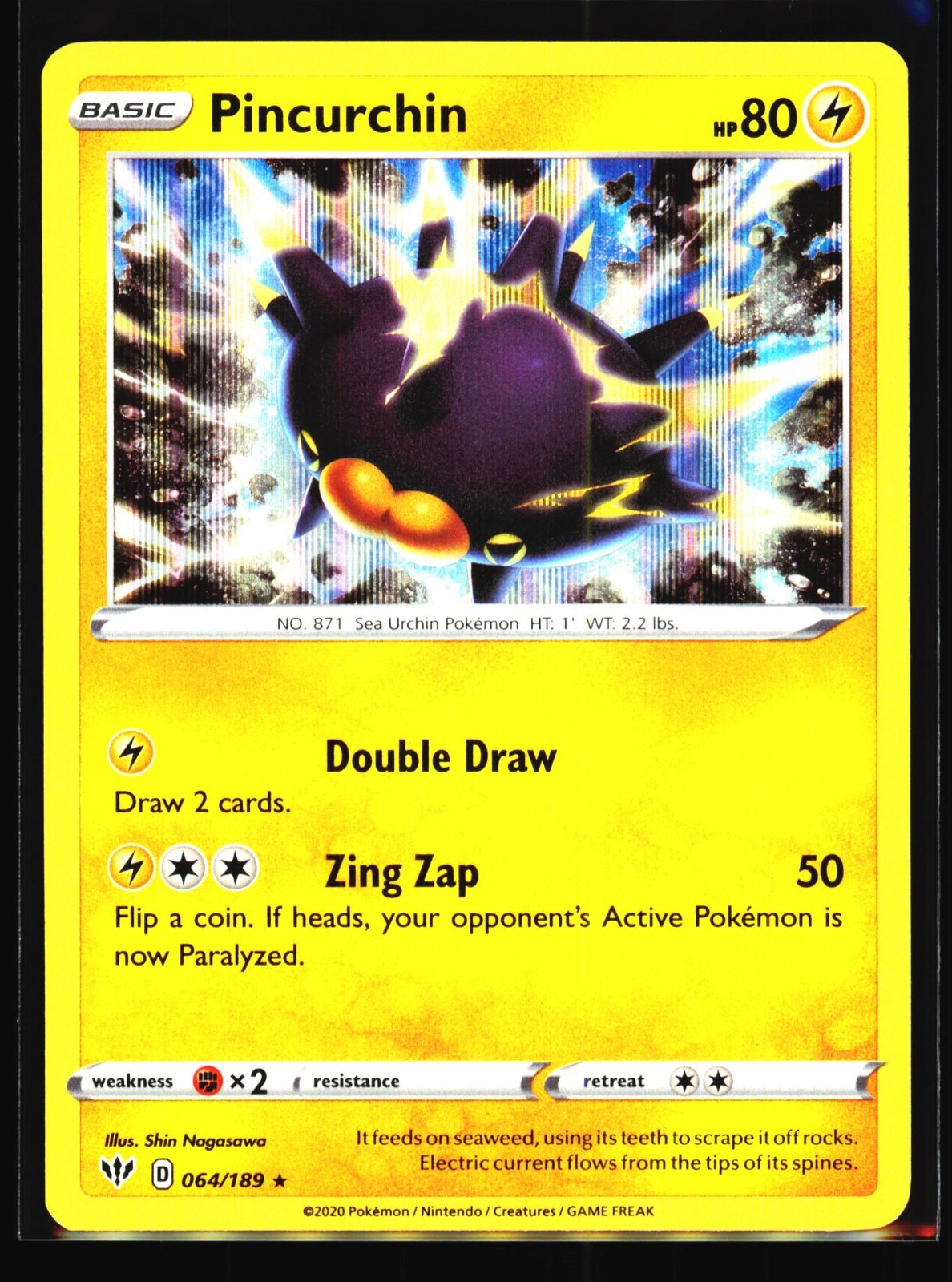 Pincurchin 64/189 Darkness Ablaze Holo Rare Pokémon TCG