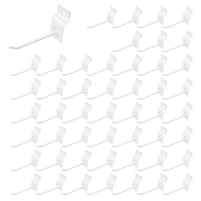 50Pcs 4 Inches White Slatwall Panel Hooks Bulk Set, Metal Slat Wall Hanging D...