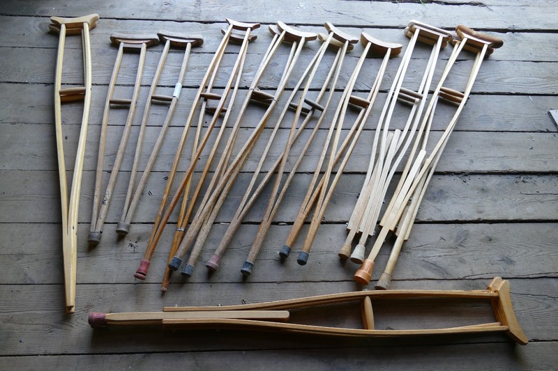 antique wood crutches 9 pair most 47 inches adjustable ones can be taller