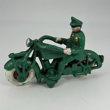 Champion Green Cast Iron Motorcycle with Policeman Reproduction