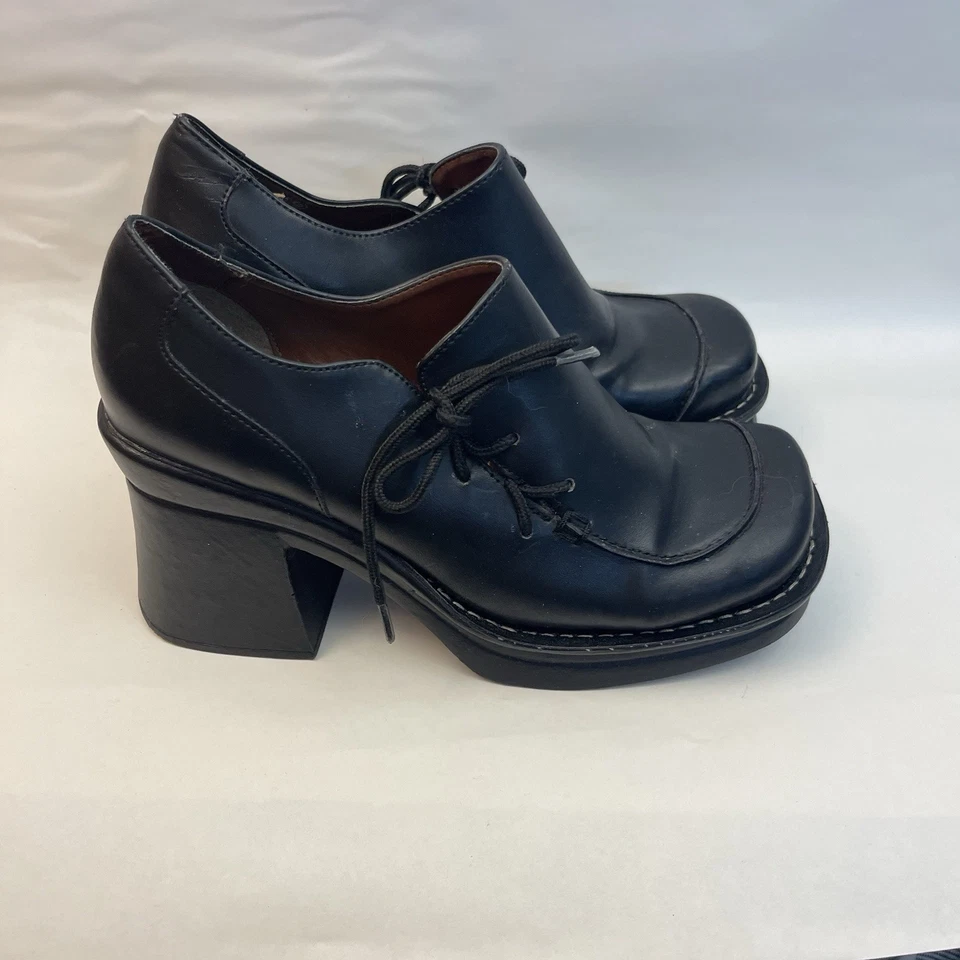 复古 90 年代 Bakers 黑色 Y2K 厚底粗跟 5.5 码维多利亚 — 第 3/4 张图片