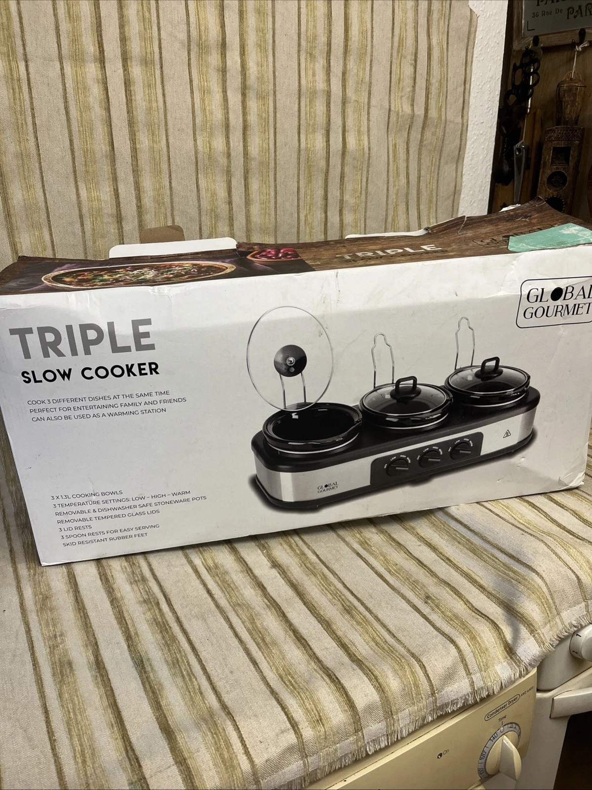 GLOBAL GOURMET TRIPLE SLOW COOKER NEW IN SHELF WORN BOX
Opens in a new window or tab