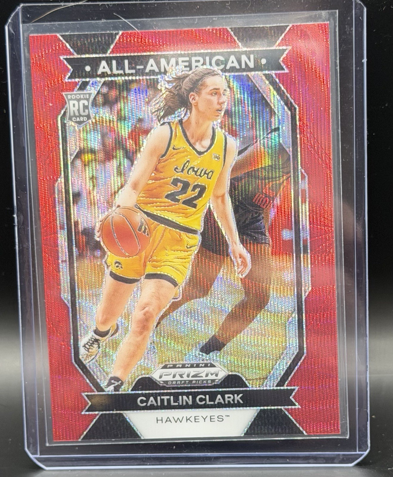 Caitlin Clark 2024 Panini Prizm Draft Red Ruby Wave All-American RC  Fever