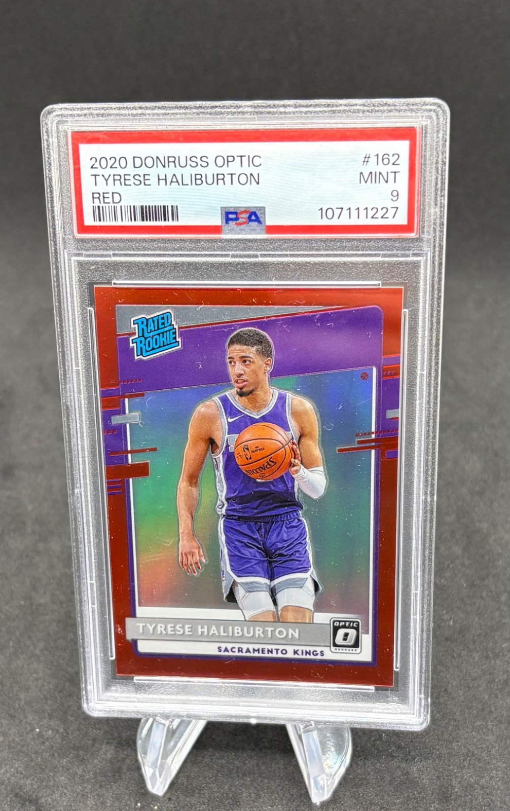2020-21 Donruss Optic Rated Rookie Red Prizm /99 Tyrese Haliburton PSA 9