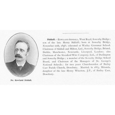 Rowland Siddall of West Royd, Sowerby Bridge - Antique Print 1902