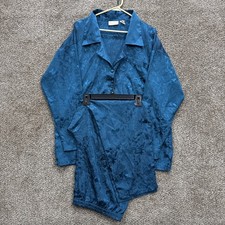 Vintage Victorias Secret P/S Sleep Pajamas Aqua Blue Jacquard Gold Label