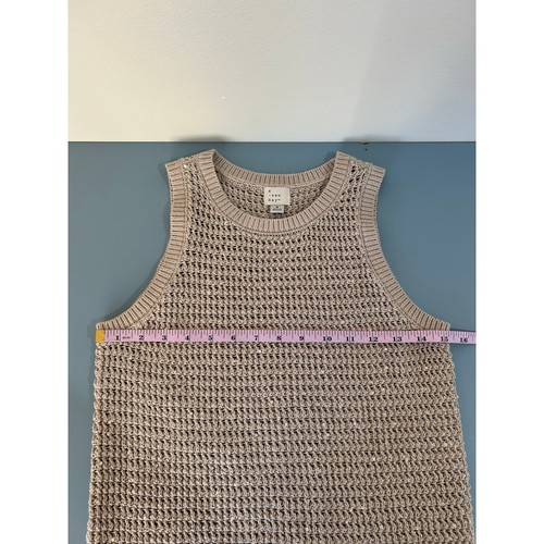 A New Day Target sweater vest knit tan sparkly size S crochet holiday festive - Picture 5 of 7