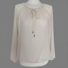 Esprit Bluse Damen Gr. 34/XS creme Rundhals B...