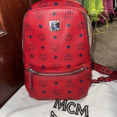 MCM Visetos Red Made Monogram Backpack Sling