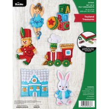 Felt Applique 6 Piece Ornament Making Kit Toyland Treasures DIY Arts Crafts