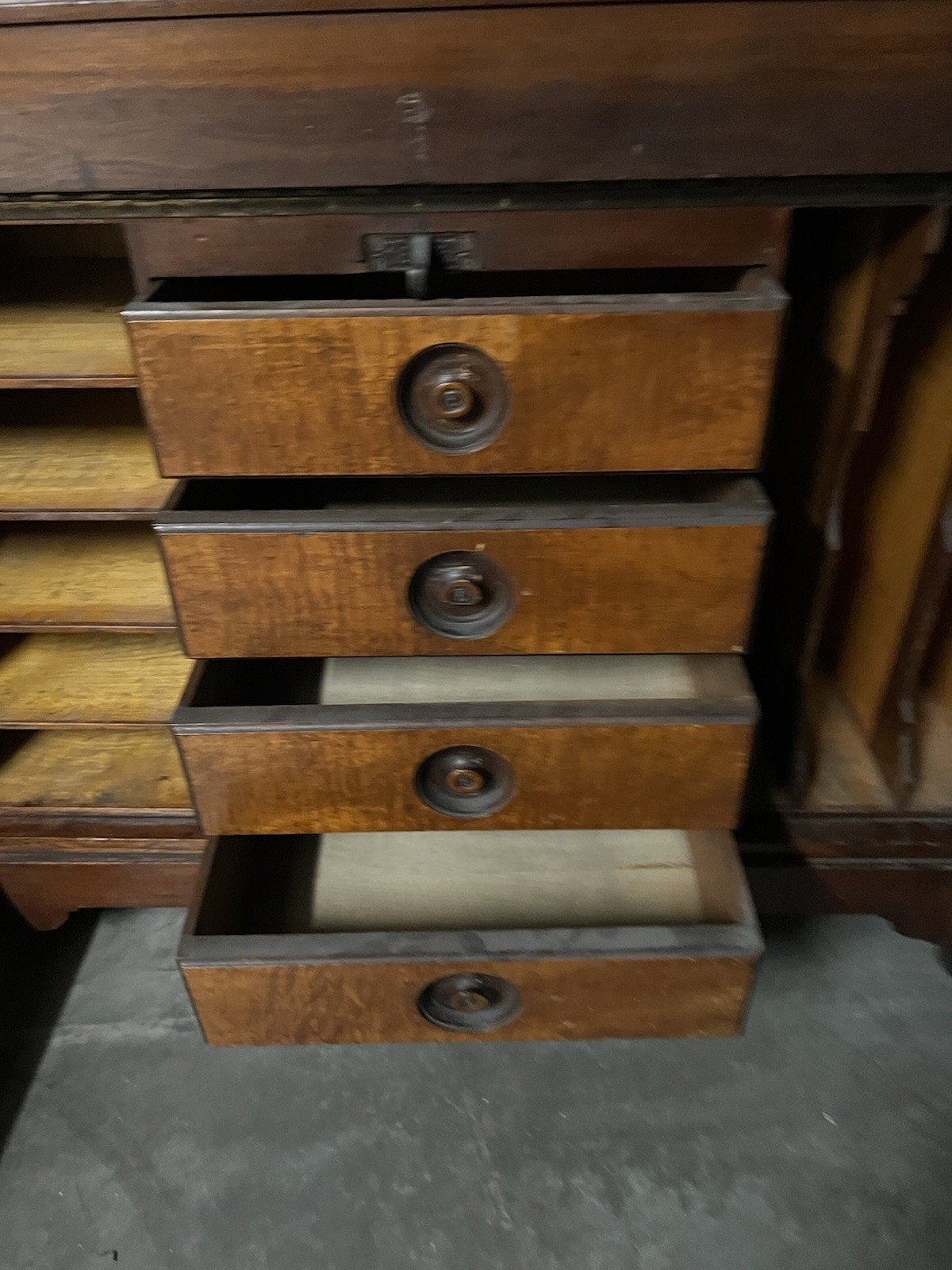 Antique 19th C. WOOTON DESK - STANDARD GRADE BURL WALNUT PATENT PAT