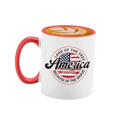 Veracco Land Of The Free America Est 1776 Because Of The Brave 11 Ounces Red