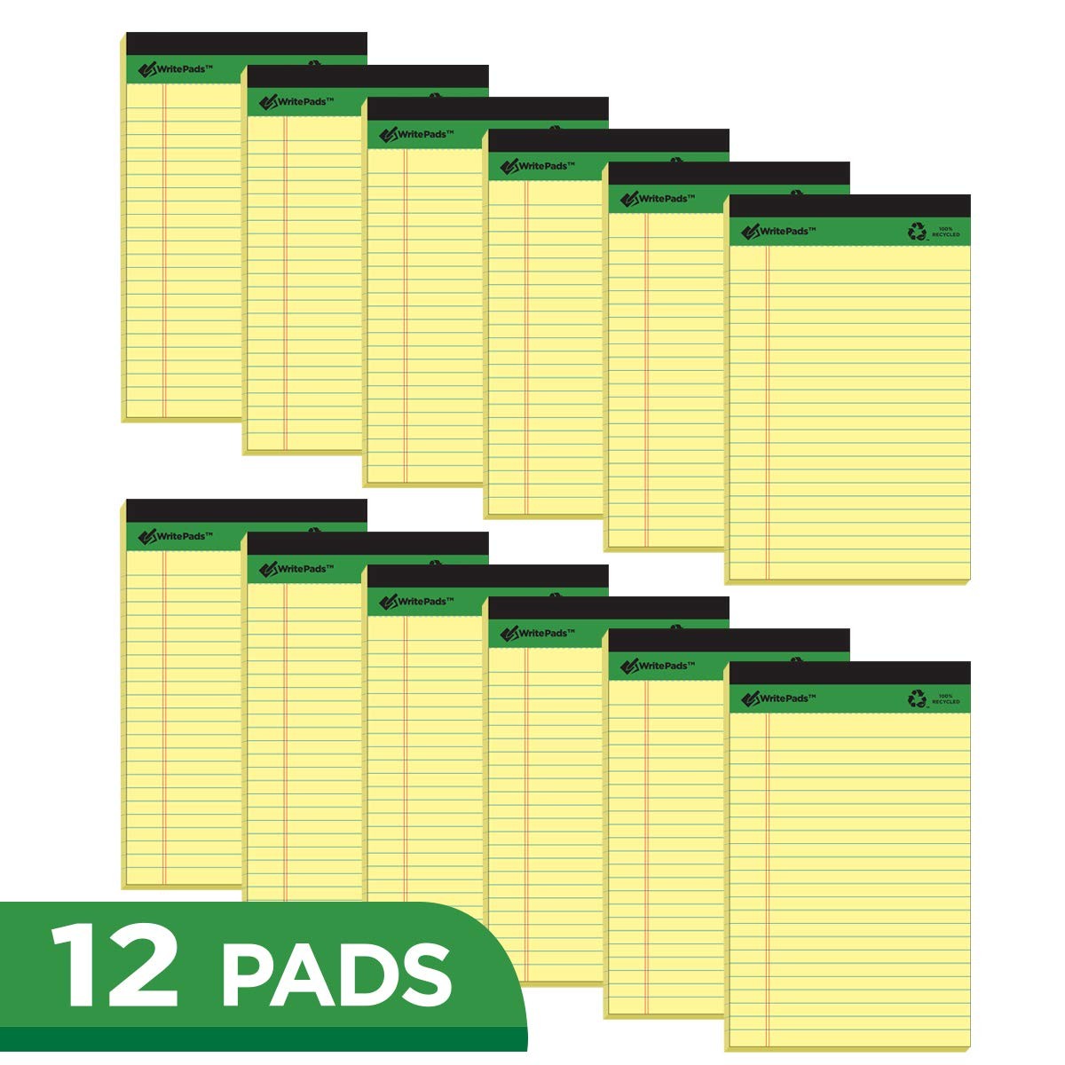 KAISA Yellow Legal Pads 12Pads Writing Pads Recycled Paper 5"x8" Norrow Ruled...