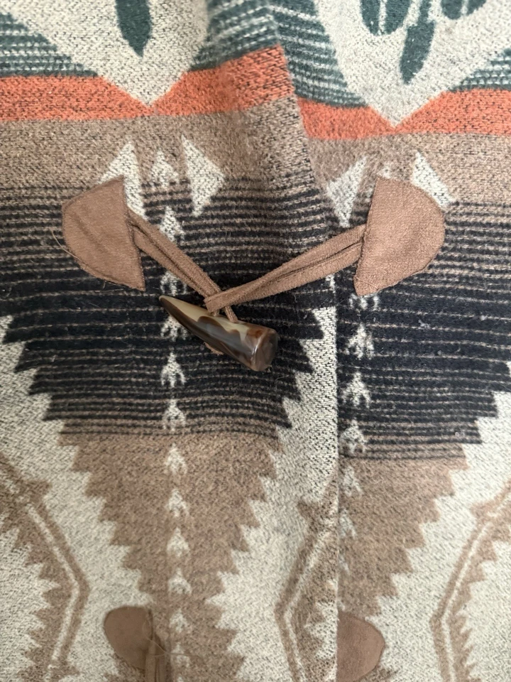 Chaqueta Abrigo BB Dakota Para Mujer Tribal Suroeste Azteca Toggle Con Broches Talla M Foto 4 de 4