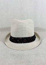 NWT Women  s Fedora White Hat Beach Cap One Size 22  Circumference 1  Brim