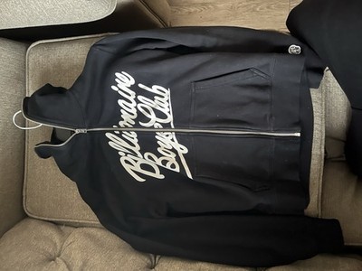 Billionaire Boys Club Men's Black Full Zip Hoodie Graphic Print Pockets S