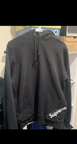 Sweat à capuche noir Supreme Corner Label FW/18 taille Medium