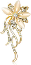 Crystal Flower Brooches Pins for Women Pink Zirconia Rhinestone Flower Floral Br
