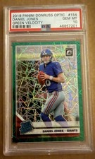 2019 Panini Donruss Optic Green Velocity Prizm #154 Daniel Jones RC PSA 10 GEM