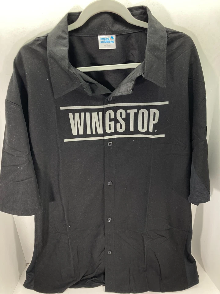  Wingstop Image Solutions Employee Button Up Shirt Mens XL Black Short Sleeve - Image 3 of 4