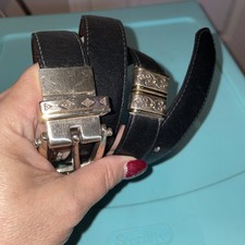 Gold Silver Tone Accents Black 2 Brown Reversible Belt