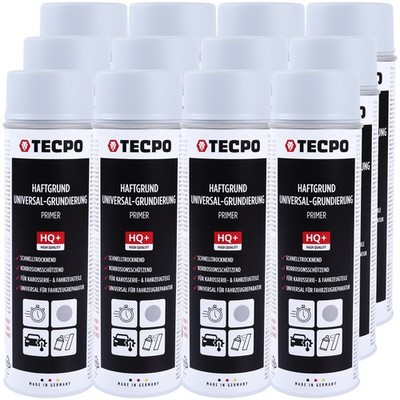 TECPO HAFTGRUND GRUNDIERUNG GRAU 12x 500ml LACKSPRAY ACRYL SPRÜHDOSE LACK PRIMER
