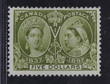 CKStamps: Canada Stamps Collection Scott#65 $5 Jubilee Mint LH OG CV$1400