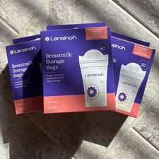 LANSINOH Breastmilk Storage Bags 150 Ct. Freezer Safe Leak Proof Double Seal