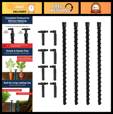 Water-Saving Drip Irrigation System Kit, 25 PSI, 3/4'' Hose Thread, 4-Pack for Ga