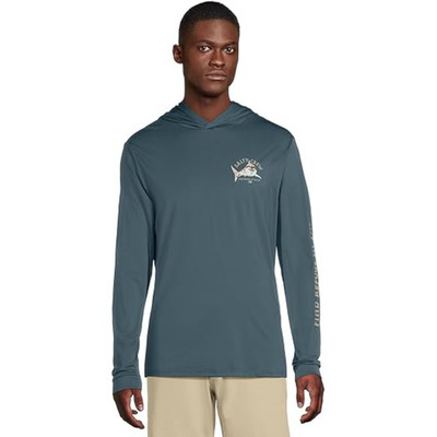 Salty Crew Lurking T-Shirt Men's XL Blue Fin Cotton Hooded Long Sleeve GBO1044