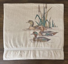 Vintage 100 Cotton Tan Mallard Ducks Bath Towel Made In USA 48” X 24”