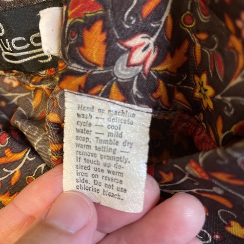 Vintage Tucci Silk Blouse 13/14 Women’s Brown Floral - Picture 4 of 7