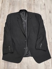 54R Men's Andrew Fezza Blazer Solid Black 2 Button Sport Coat Mint Condition